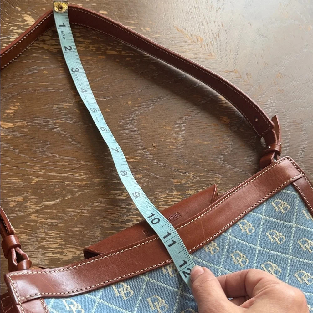 DOONEY & BOURKE signature Crescent Hobo Bag blue canvas with brown leather trim